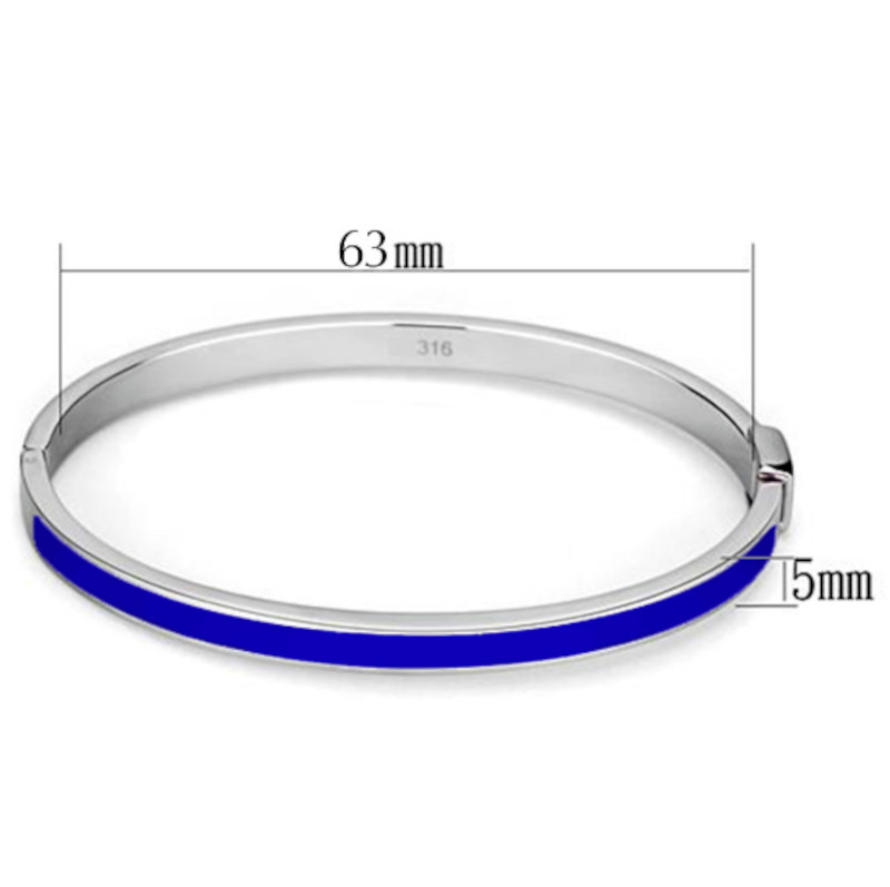 Thin Blue Line Bangle Stainless Steel with Blue Epoxy Stripe Back the Police gallery