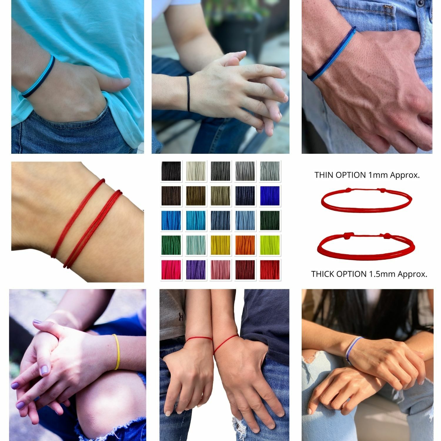 Surfer String Bracelet Black Thick Thin Cord Waterproof Women Men Beach Jewelry gallery