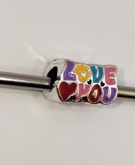 Authentic L’AMOUR Sterling Silver Colorful & Happy “LOVE YOU” bead Charm A67