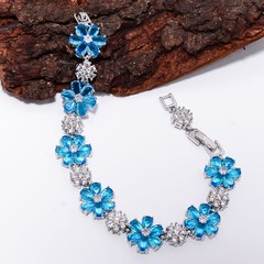 Blue Topaz, CZ 925 Sterling Silver Adjustable Bracelet 7-8″ B13261