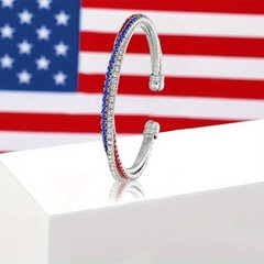Red White Blue Bracelet USA Patriotic Bangle 4th of July Jewelry Gift for Women