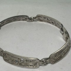 Vintage DaneCraft Sterling Silver Floral Rectangle Bracelet