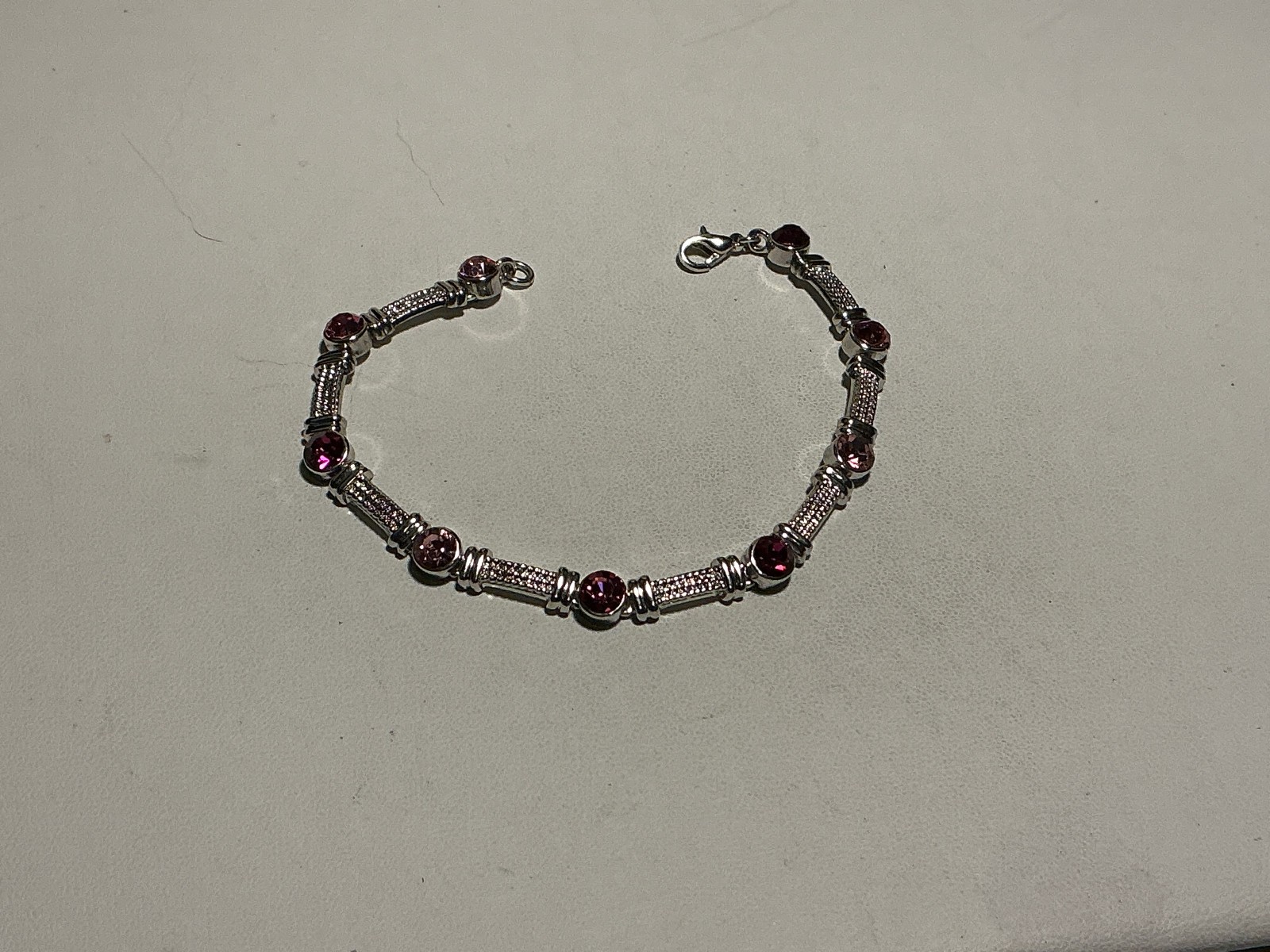 Fashion Bracelet Silver Tone Metal Hot Pink Glass Rhinestone Tennis Lot 87 gallery