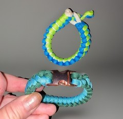 (2) Paracord Nylon Bracelets: Blue & Green 1 Small, 1 Medium-Handmade
