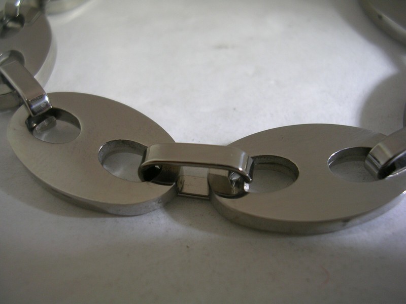 STAINLESS STEEL BRACELET WITH A LARGE LOBSTER LOCK COMES IN 8 3/4", 7 3/4" gallery