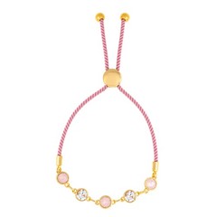 Elegant Confetti 18K Yellow Gold Plated Pink and White Bolo Pink Rope Bracelet