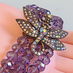 SALE Kirks Folly Dragonfly Desire 3 Strand Crystal Bracelet PURPLE 9 INCH WOW