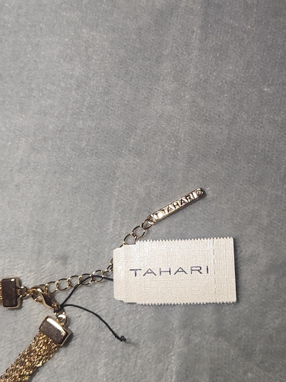 NEW Tahari Gold Colored Chain Rhinestone Adjustable Bracelet gallery