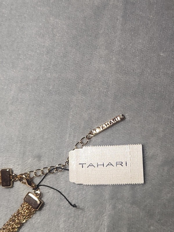 NEW Tahari Gold Colored Chain Rhinestone Adjustable Bracelet gallery