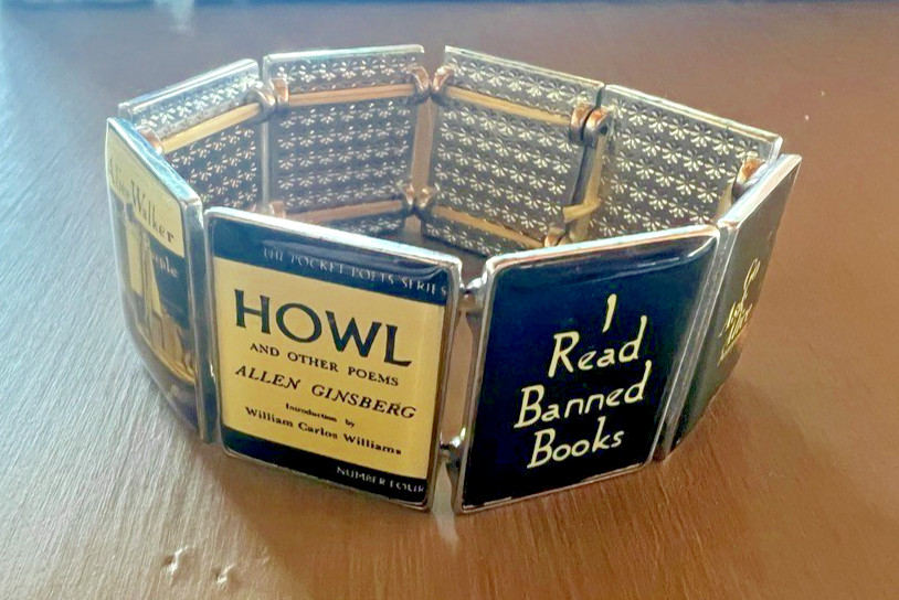 Carolyn Forsman “I Read Banned Books” Literature Bracelet Book Art Charm Rare gallery