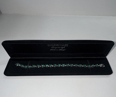 Gold & Coast Platinum plated Tennis Bracelet Green Round Stones Prong Set 7.5 in