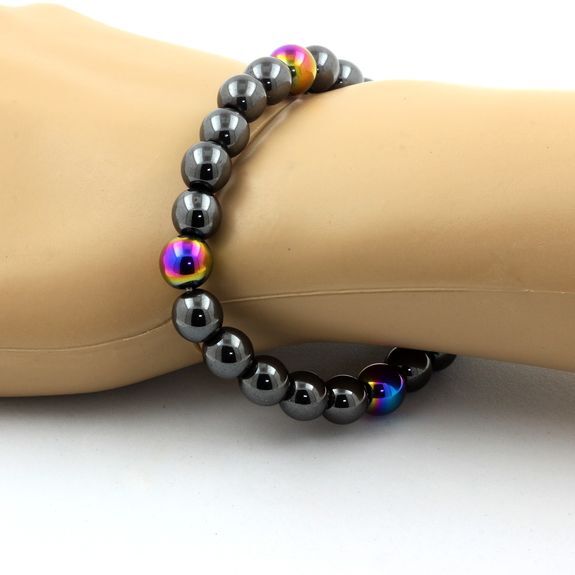 Hematite Beads Bracelet + Multicolored Hematite 8 Mm. Made In France. gallery