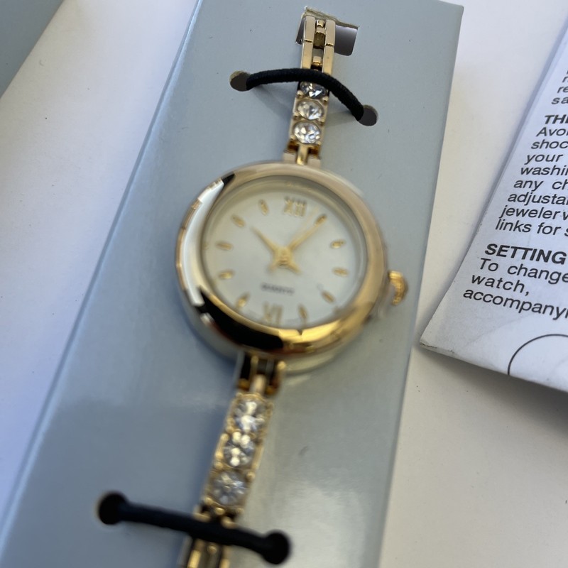 2 x VTG Avon Sparkle Tennis Bracelet Wristwatch Rhinestone Goldtone / Silvertone gallery