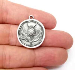 Thistle Charms, Silver Flower Charms, Boho Charms Earring Charms, Silver Pendant