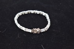 Solid sterling silver CZ tennis bracelet with round AND emerald cut stones