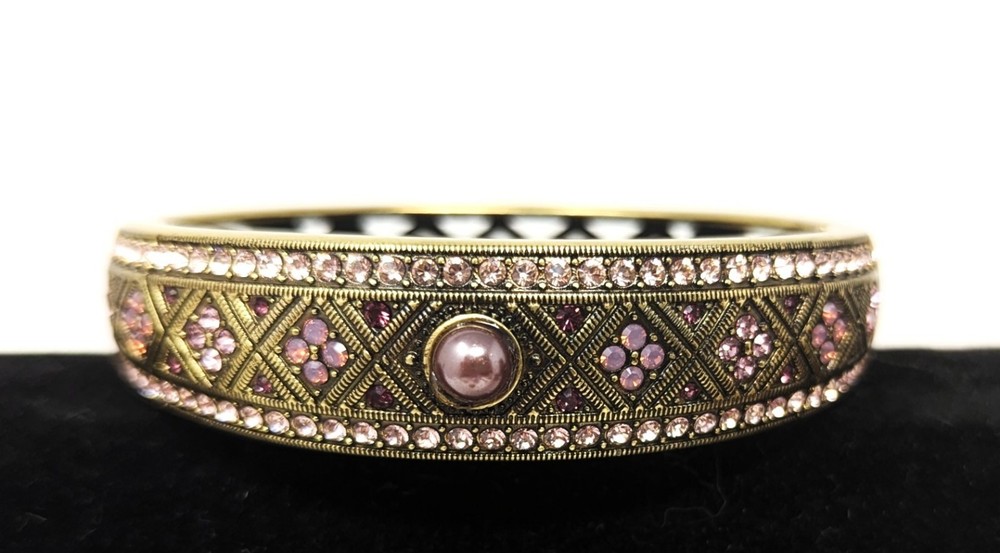 Signed Heidi Daus Bronze Purple Swarovski Crystal Clamper Bracelet Daily Double
