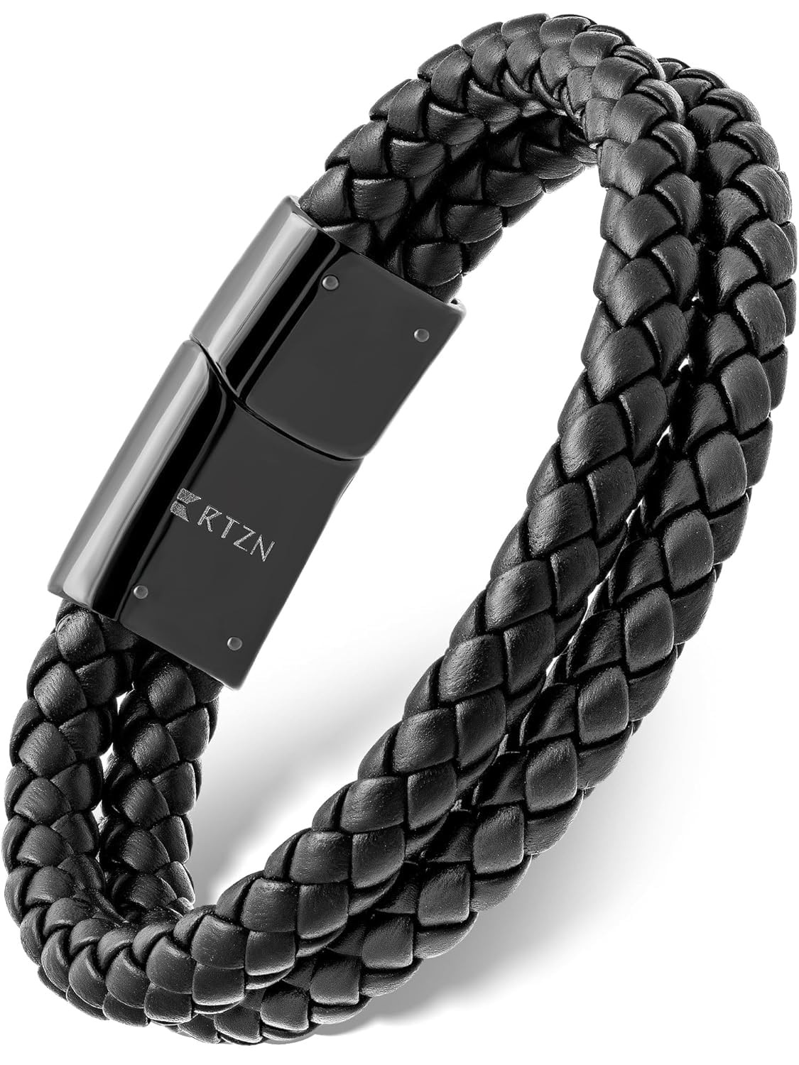 ® Black Leather Bracelet for Men – Premium Artisan Handcrafted Double Strand ... gallery