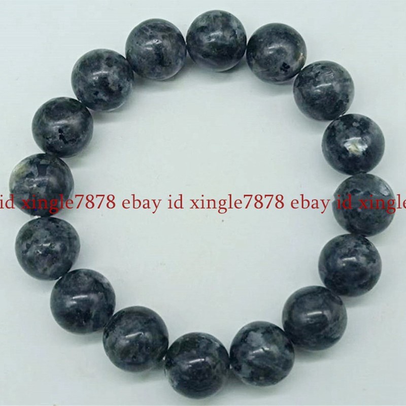 Natural 6/8/10/12/14mm Black Labradorite Round Gemstone Stretchy Bracelet 7.5" gallery