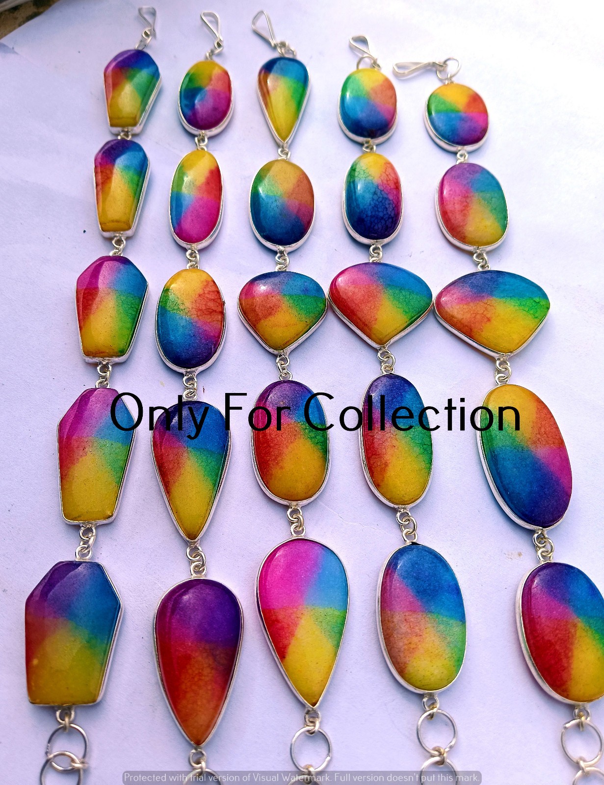 Rainbow Solar Quartz Gemstone 925 Sterling Silver Plated Bracelet Lot Jewelry gallery
