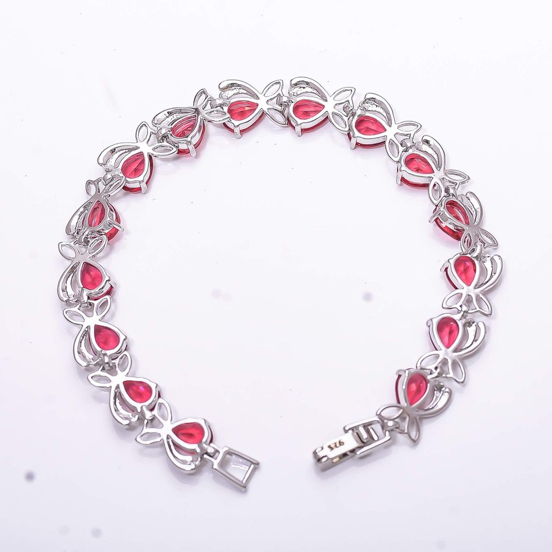 Pink Rubellite Tourmaline 925 Sterling Silver Tennis Bracelet 6.99" B973068636 gallery