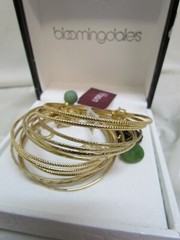 Lydell Bangle Set of Two Cuff Bracelet w/ CHARMS Bloomingdales Luck Gold Tone 12