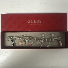 Guess Charm Bracelet Silver Tone Rhinestone Shoe Lipstick Sunglasses Bag NWT