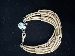 Multi Strand Rose Gold Tone Tube Bead Bracelet