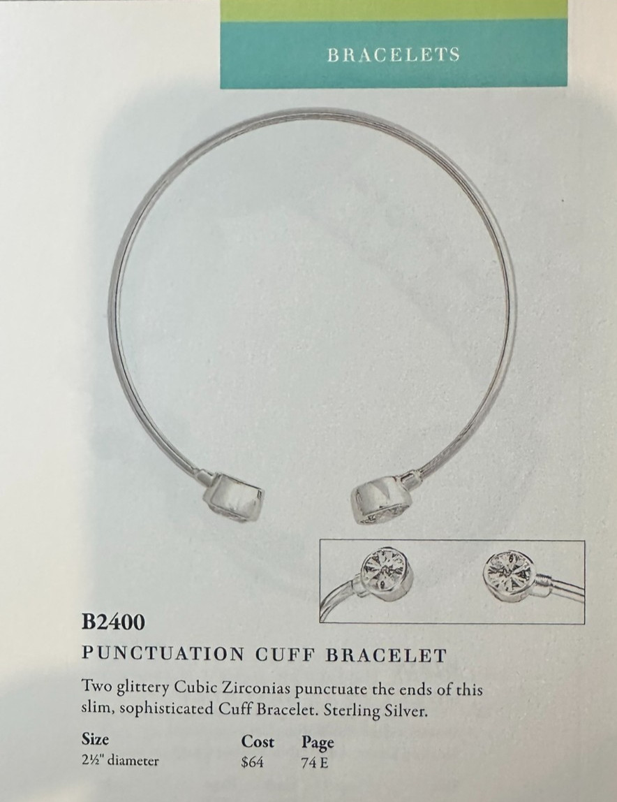 Silpada Sterling Silver Punctuation Cuff CZ Flexible Bracelet B2400 gallery