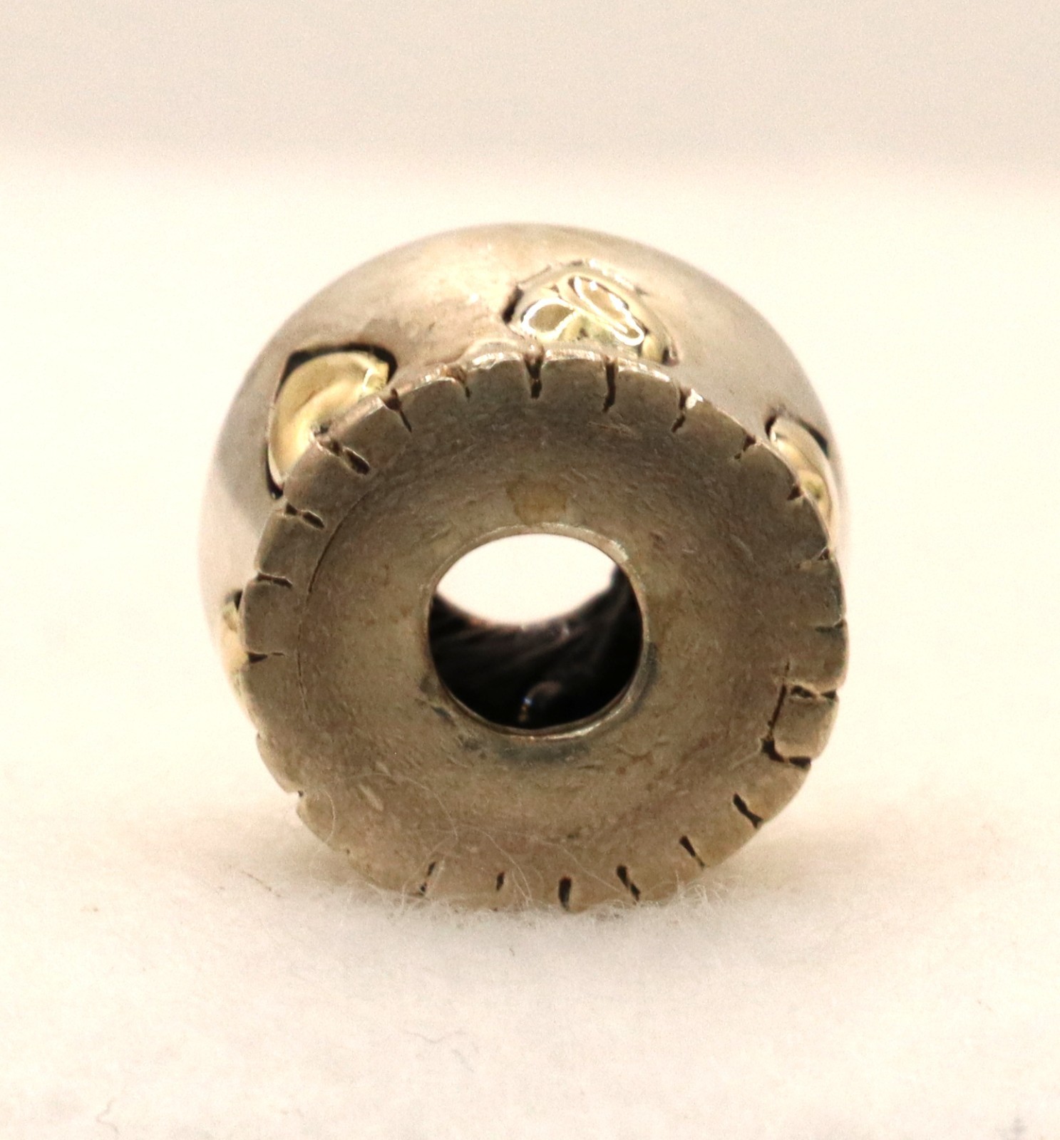 Vintage Sterling Silver Gold Heart Slider Charm Bead BEAD ONLY Pre-owned gallery