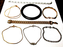 Lot of 8 Women’s Vintage Silver Tone & Gold Tone Bracelets – (#2833)