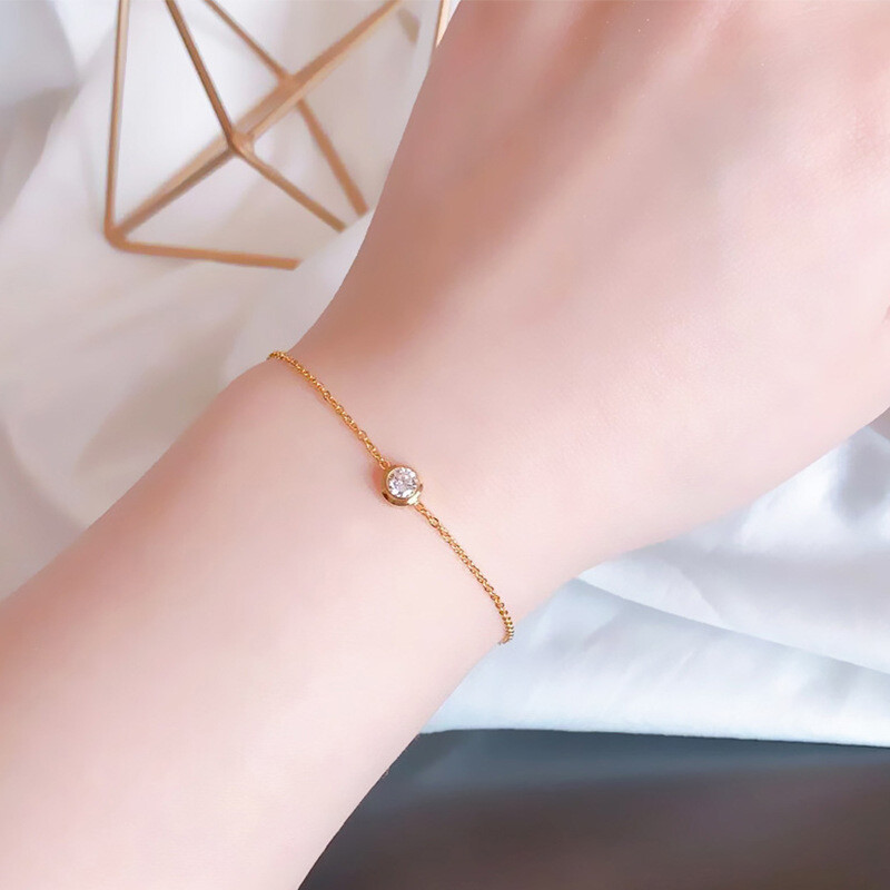 Women 8" Stainless Steel 18K Rose Gold Silver CZ Adjust Bracelet Chain Gift P12 gallery