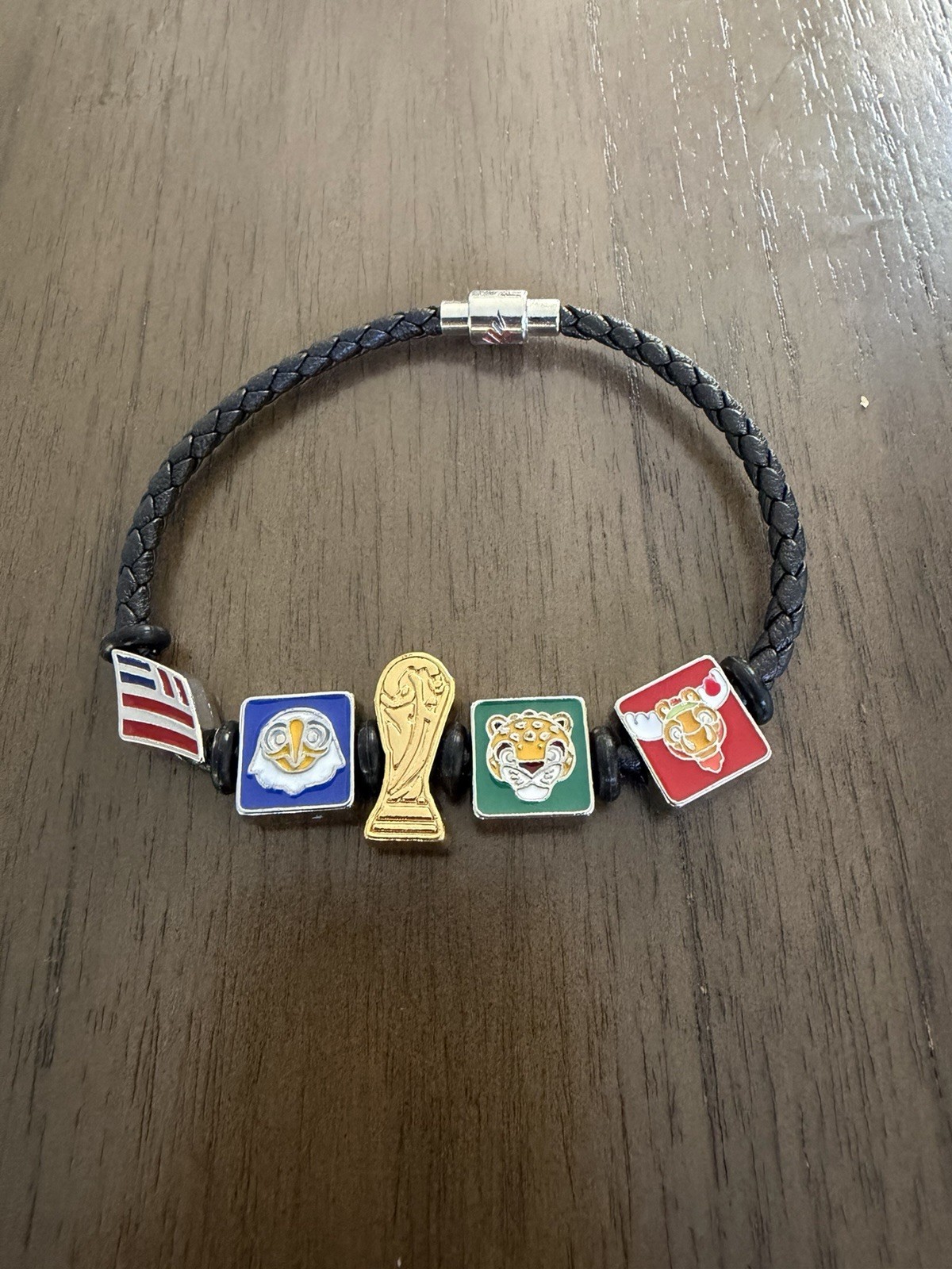 FIFA World Cup Legacy Collection Braided Leather Charm Bracelet Magnetic Black gallery