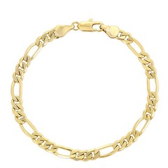 Beautiful 14K Gold Plated 5mm Figaro Chain Bracelet. Unisex. Oro Laminado