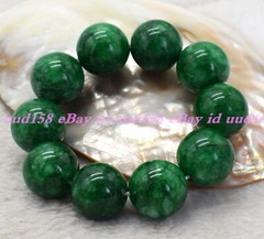 Huge 20mm Natural Green Jade Jasper Round Gemstone Beads Elastic Bracelet 7.5”