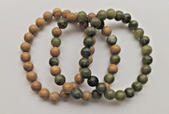 NEW BUY 2 GET 3RD FREE, 8MM SERPENTINE & LANDSCAPE STONE BRACELET SET