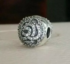 New Authentic Sterling Silver SHIMMERING ROSE CZ Clip Charm #791529CZ