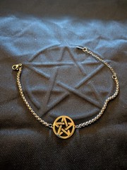 Pentagram, Pentacle Stainless Steel, Bracelet, Wiccan/Pagan Jewelry