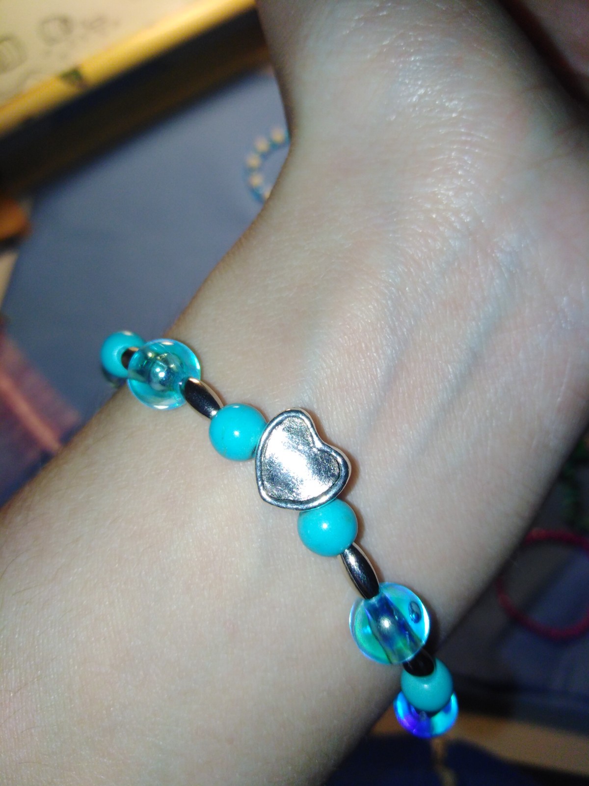 New Handmade Glass Plastic Turquoise Blue bracelet for women or little girls gallery