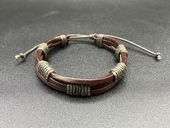 Leather Dark Brown Adjustable Handmade Unisex Bracelet