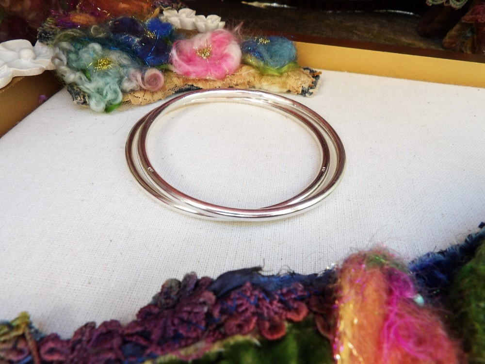 sterling silver bangles for women, set of 2, stamped
