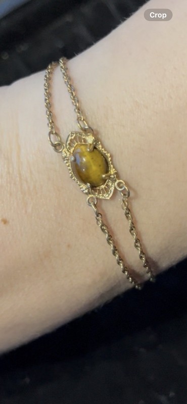 Gold Tone Rope Chain Bracelet Oval Brown Cabochon Stone gallery