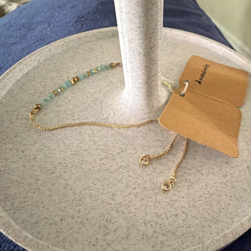 Dainty Amazonite Bracelet with Gold Brass Bolo Adjustable Closure gallery