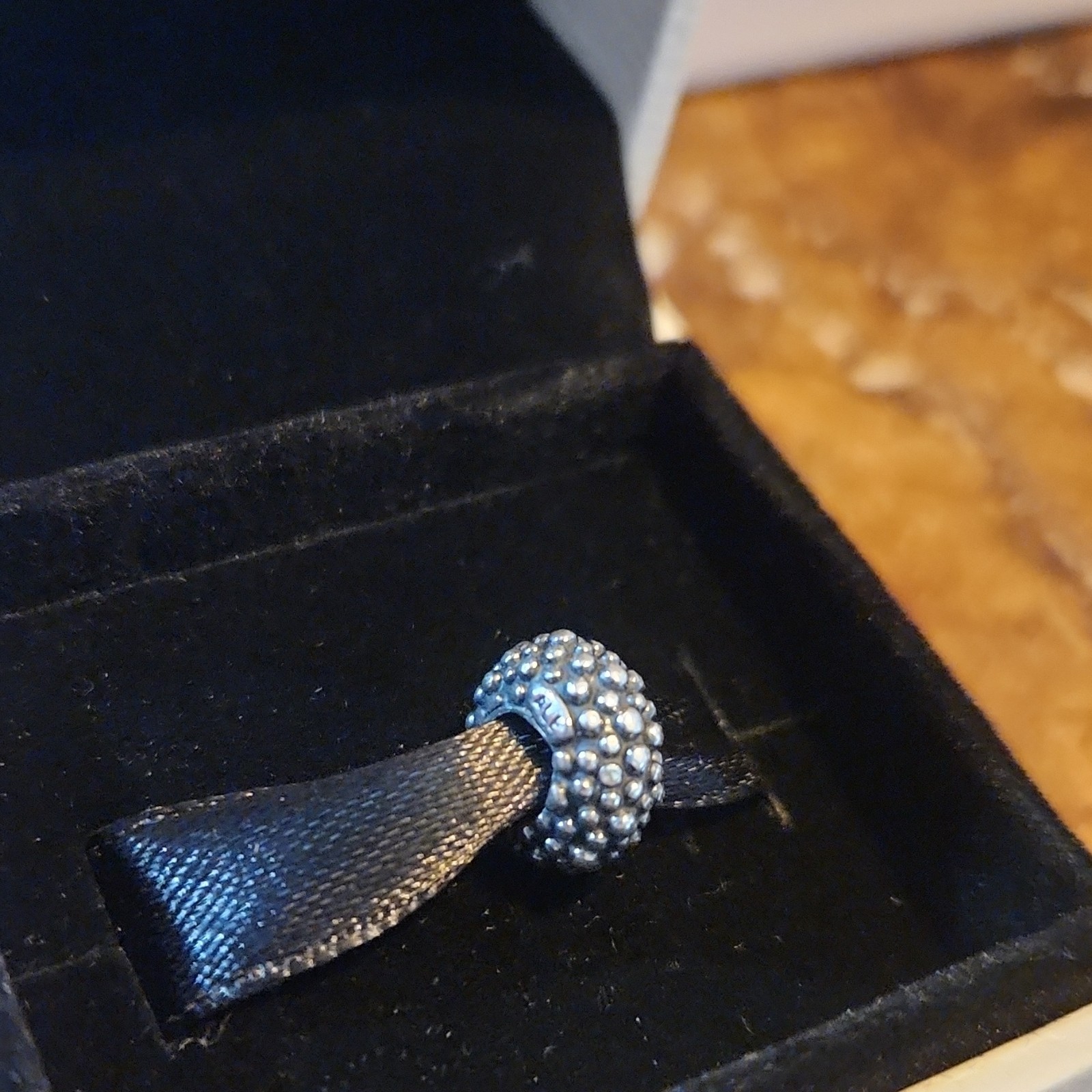 Pandora Silver Round Bead Charm Metal Jewelry Box Included gallery
