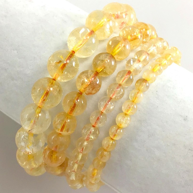Handmade Gemstone Golden Citrine Stretchy Bracelet Round Bead 4 6 8 10 12mm 7.5" gallery