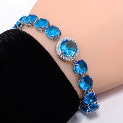 Blue Topaz 925 Sterling Silver Adjustable Bracelet 7-8″ B132831, Gift for her