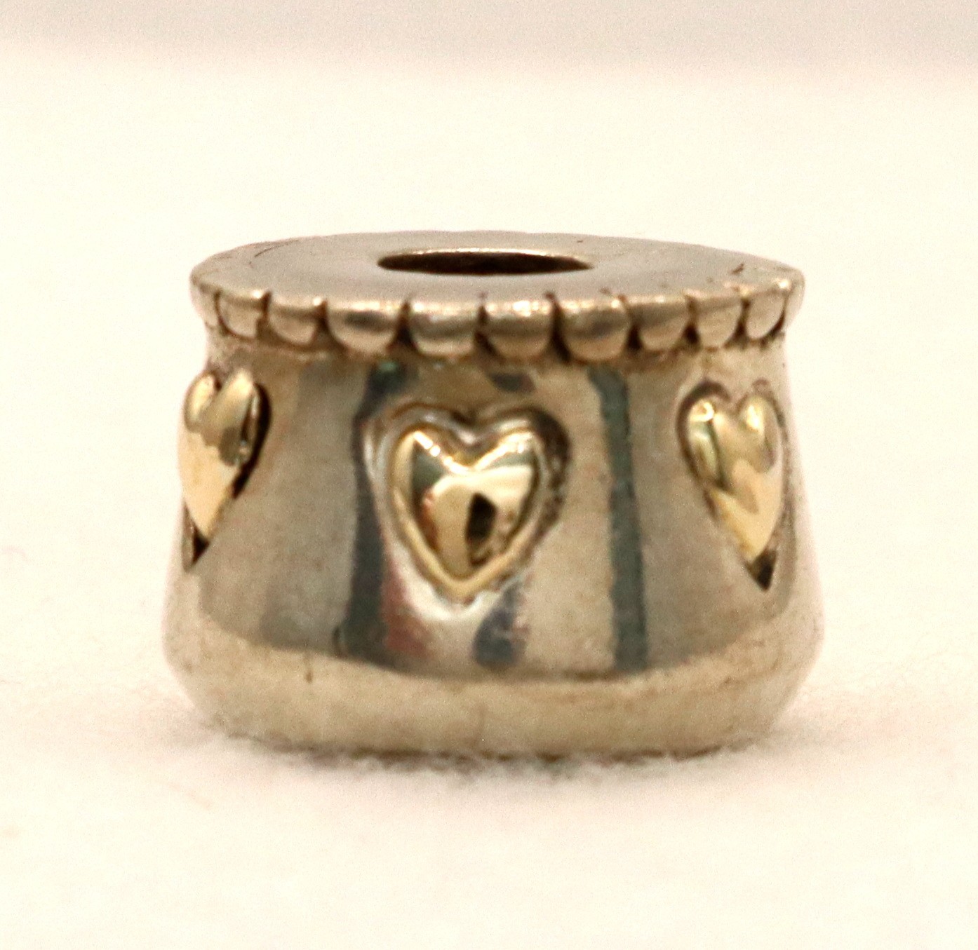 Vintage Sterling Silver Gold Heart Slider Charm Bead BEAD ONLY Pre-owned gallery