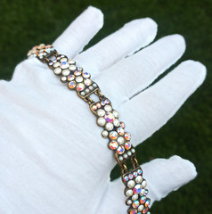 Michal Negrin Bracelet Massive Wide & Aurora Borealis Crystals Statement Floral