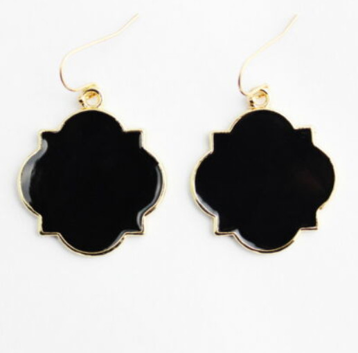 **SALE** Enamel Quatrefoile Monogrammed Earrings Jewelry- Matching set available gallery