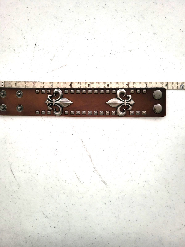 Punk Gothic synthtic leather bracelet fleur-de-lis ornament metal studssynthetic gallery