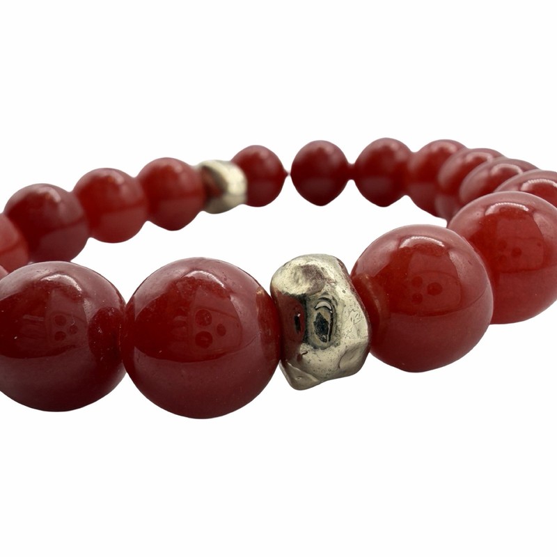 Chicos Red Glass Bead Stretch Bracelet Giraffe Charm Leather Tassel gallery